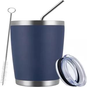 MEWAY 20온스 텀블러 컵 이중벽 진공 단열 여행용 머그컵 벌크 뚜껑과 빨대가 있는 스테인리스 차가운