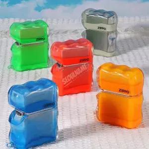 야광 모래시계 라이터 감성 발광 지포 케이스 네온 투명