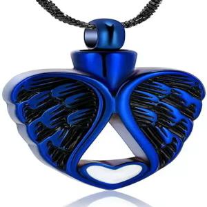 마이파워 항아리 목걸이 연동 날개 펜던트 테일 중공 하트 디자인 스테인리스 스틸 프리 각인