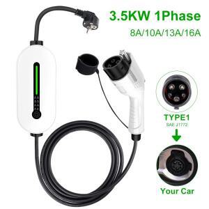 전기 자동차용 휴대용 EV 충전기, 1 상 EU 플러그, 16A 80V-260V 타입 2 GBT 3.5m 케이블, 3.5kW