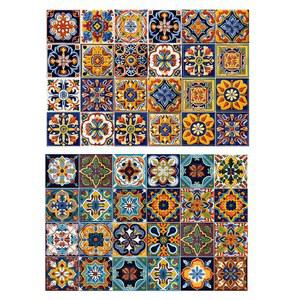 48개 타일 스티커 필 앤 스틱, 접착 스티커에 주방 벽 데칼 부착, 가정용 모로코 장식, 욕실 계단용 4인치 x 4인치