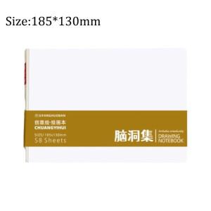 휴대용 두꺼운 종이 페인트북 58매 잉크가 투명하지 않은 스케치북 찢을 수 있는 영감 기록 드로우북 학생
