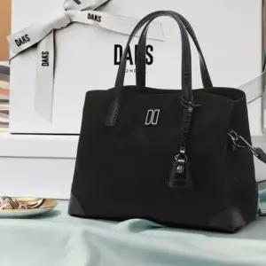 [닥스](강남점)DCBA6E053BK [벨포드] 블랙 크로커 소가죽 배색 나일론 토트백 M