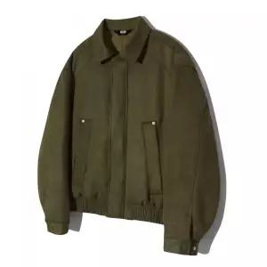 TRILLION 스웨이드 리벳 블루종 집업 자켓 (KHAKI)