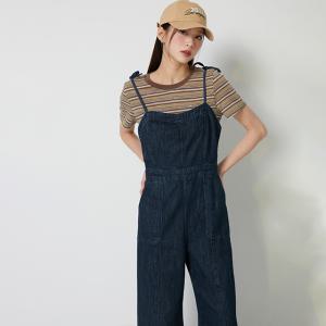 스모킹 뷔스티에 데님점프수트 AQ3DO862