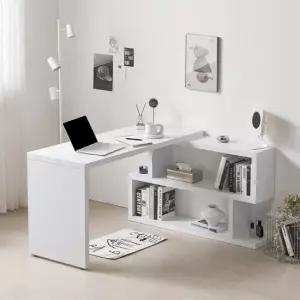 듀오 홈오피스 ㄱ자 컴퓨터 책상 2단 책장 데스크 1200.1400 세트