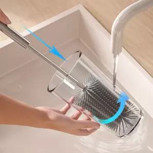 텀블러 실리콘 젖병 세척솔 반자동 푸쉬형