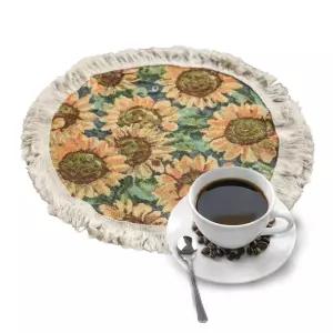 해바라기 원형 식탁 매트 테이블 커버 깔개 소품 받침 깔판 바닥