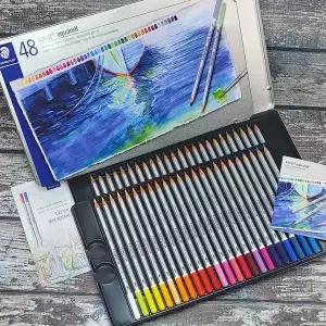 스테들러 독일산 karat 125 수채색연필 48색 틴케이스 채색연필