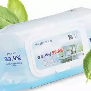 물티슈 항균 티슈 100매 살균 클리너 청소 물수건 일회용 캡형 거실