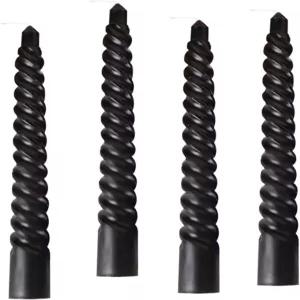 8인치 테이퍼 나선형 양초 세트 4개 5시간 무연 가정 저녁 식사 파티 결혼식 할로윈 크리스마스 (4 검정