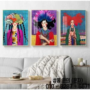 거실 침실용 벽 예술 그림 북유럽 핸드드로잉 캐릭터 스타일 다채로운 캔버스 페인팅 포스터 인쇄 장식