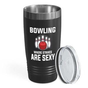 볼링 블랙 에디션 바이킹 텀블러 20온스 - 타격이 있는 애호가 볼 핀 플레이어 라인 골목
