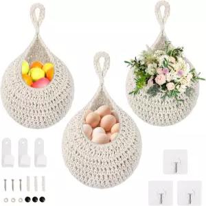 주방용 과일 바구니 걸기 - 보호 벽걸이 3팩 흰색 제외