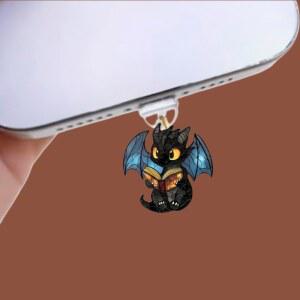 귀여운 동물 마술 책 블랙 먼지 플러그 Ihone Type C 충전 인터페이스 액세서리 장식 펜던트 2D 플랫에