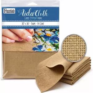 레저 아트 에센셜 바이 에이다 천 14 카운트 타우페 30 x 36 인치 크로스 스티치 원단 심지어 직조 면 자수