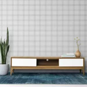 sh) 실버그레이 셀프 인테리어 타탄 실크벽지 접착식 50cm 10m