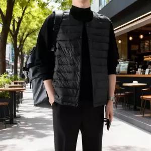 [지지블랙]라펠 넥변형 경량 패딩 조끼 베스트 빅사이즈 ZZBVT016