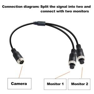 QXNY4Pin 항공 헤드 남성/여성-2 웨이 플러그 Y 스플리터 연장 케이블 어댑터 CCTV 카메라 커넥터 신호 2개