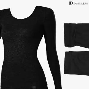 [제임스딘]제임스딘 여성내복상의 검정 긴팔 겨울 편한 보온내의 얇은 발열내복