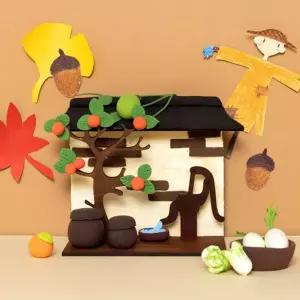 초등 클레이 전통 담벼락 감나무 김장 가을 풍경 만들기 5p 학원교구 문화센터