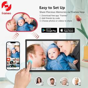 벽걸이형 이지 쉐어 포토 32GB FRAMEO 디지털 프레임, 21.5인치 대형 WiFi 사진 액자 (IPS 스크린 탑재)
