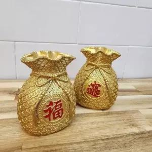 돈 들어오는 황금 복주머니 저금통 인테리어 소품