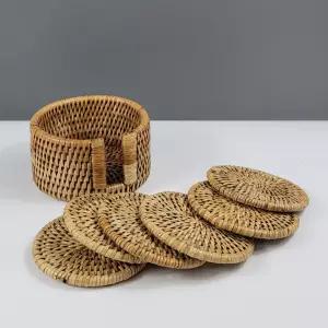 천연 수공예 라탄 원형 컵받침 세트/코스터/컵받침/우드/나무/원목/손님용/소품/인테리어/주방