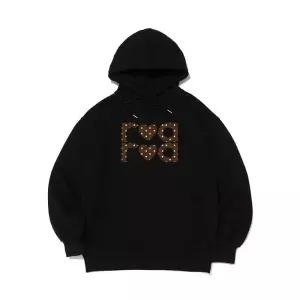 [로아드로아][기모/NO기모] ROA 도트 로고 후드티셔츠 (블랙/브라운)