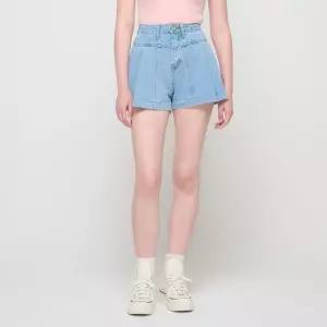 [로아드로아]에이라인 핀턱 데님 숏팬츠 (라이트블루)
