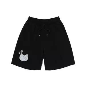 [로아드로아]미니멀 캣 도트 포인트 반바지 (블랙)