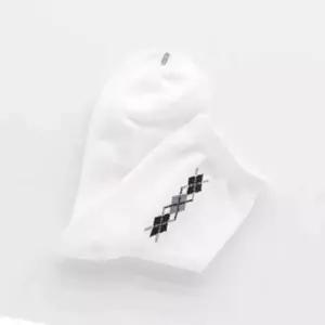 마름모 양말 흰색 여성용 링글 발목덮는