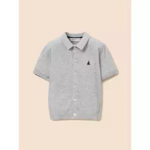 [BEANPOLE KIDS] [솔솔니트] 반소매 면 플레인 T칼라 가디건  그레이 (BI645AU023)
