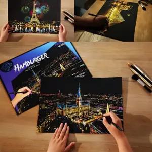 스크래치북 컬러링엽서 나이트뷰 컬러링보드 컬러링북 서치생활