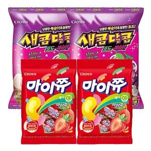 크라운 새콤달콤 포도복숭아200g 2개+마이쮸 딸기92g 2개 서치생활
