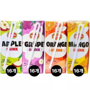 델몬트 드링크팩 16팩씩 190ml x 64팩 오렌지 망고 사과 포도