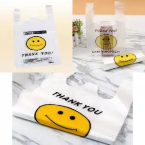 반투명 스마일 비닐봉지 25x40cm 100P 손잡이봉투 쇼핑백 팬시 문구 서점 선물포장