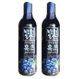 백년동안 현미발효 흑초 블랙블루베리 900ml x 2개 현미 발효 식초 블랙베리 블루베리