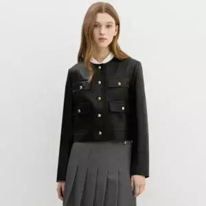 [롯데백화점]시스티나 페이크 레더 라운드넥 자켓 AWWJKP11100