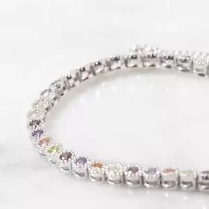 플라워 테니스 은팔찌 여성 기념일선물 화려 순은 고급 여름 실버