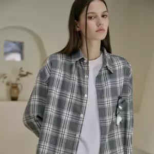 노마드 오버핏 체크 셔츠 그레이