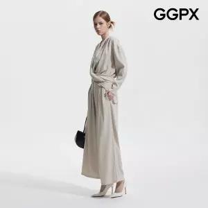 [GGPX] 백 버튼 밴딩 셔링 블라우스 투피스 (GP9ST010F)