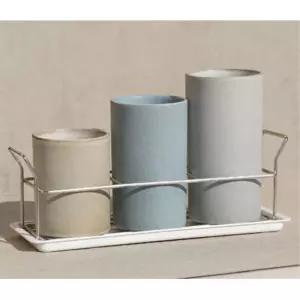 물빠짐구멍 도자기 3단 수저통 받침대 집들이선물