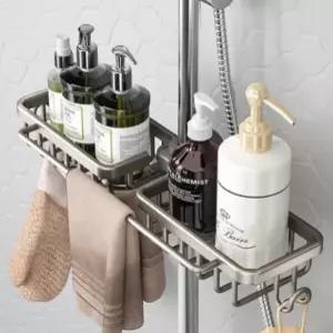 샤워봉 선반 수납 물빠짐 무타공 거치대 욕실 정리대 정리함 홀더