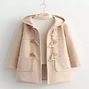 떡볶이코트 떡뽁이코트학생 따뜻한 더플코트룩 청색 데일리 코트 캐주얼 울 가을