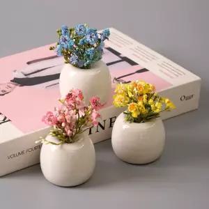 꽃장식 봉안당꾸미기 미니어처 장식용 인테리어 장식 납골당소품 둥근 세라믹 미니 꽃병