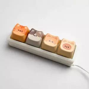 아트박스/무드바이브 고양이 키캡 키보드 클릭커 포인트 핸드폰 키링 4구