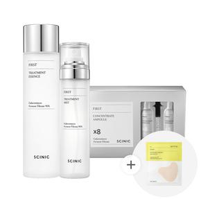 싸이닉 미백 주름개선 퍼스트 3종세트 에센스 215ml + 미스트 120ml + 앰플 28개입_썬패치 4개입 증정