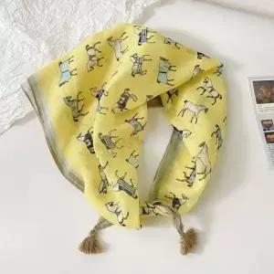 [애슬릿] 봄 스카프 여성 태슬 미니 쁘띠 정사각 얇은 머플러