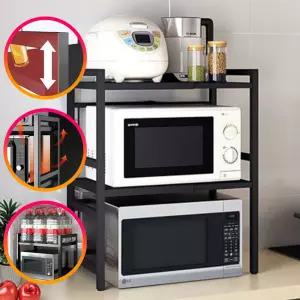 너비조절 높이조절 전자레인지 선반 1단 2단 주방정리 다용도 철제선반 2컬러